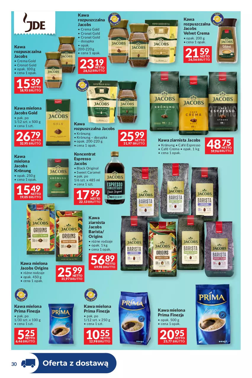 Gazetka promocyjna Makro - Dystrybucja do sklepów - ważna 01.09 do 28.09.2026 - strona 30 - produkty: Gin, Jacobs, Jacobs Krönung, Jacobs Velvet, Kawa, Kawa mielona, Kawa rozpuszczalna, Kawa ziarnista, Lack, Prima, Velvet