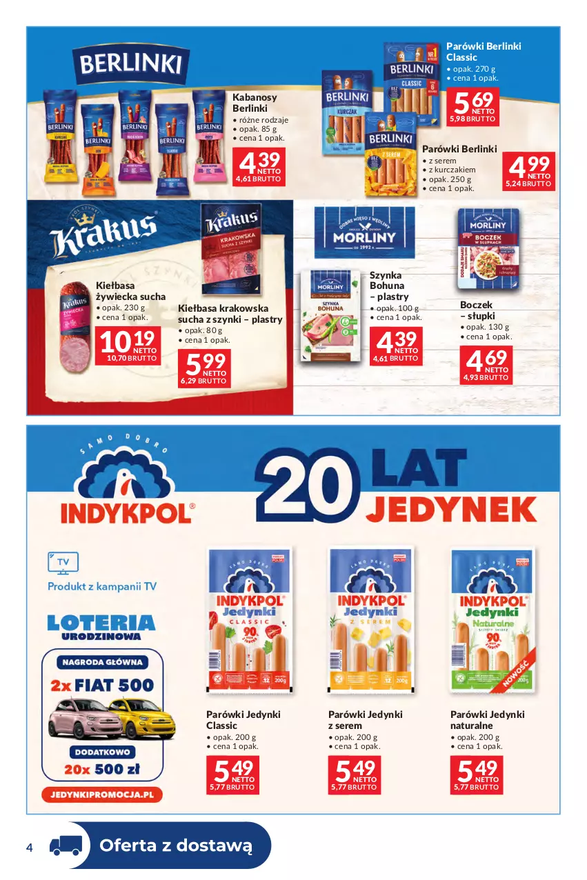 Gazetka promocyjna Makro - Dystrybucja do sklepów - ważna 01.09 do 28.09.2026 - strona 4 - produkty: Berlinki, Boczek, Kabanos, Kiełbasa, Kiełbasa krakowska, Kurczak, Parówki, Ser, Szynka
