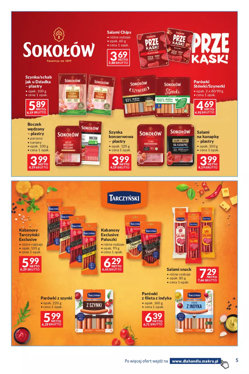 Gazetka promocyjna Makro - Dystrybucja do sklepów - ważna 01.09 do 28.09.2026 - strona 5 - produkty: Boczek, Kabanos, Parówki, Parówki z szynki, Salami, Ser, Szynka, Szynka konserwowa, Tarczyński