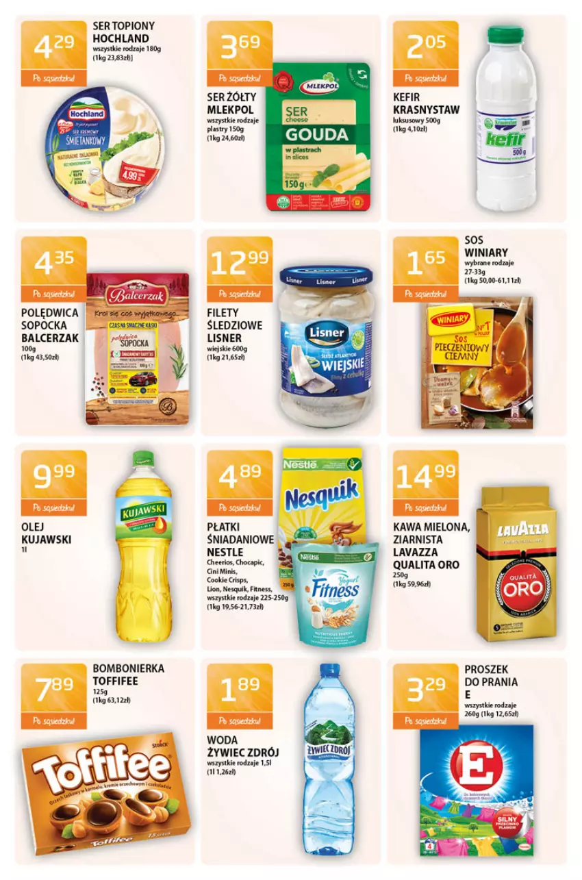 Gazetka promocyjna ABC - Gazetka - ważna 17.06 do 01.07.2021 - strona 12 - produkty: Cheerios, Danio, Hochland, Kawa, Kawa mielona, Kefir, Kujawski, Lavazza, Lisner, Olej, Polędwica, Ser, Sos, Top, Winiary, Woda