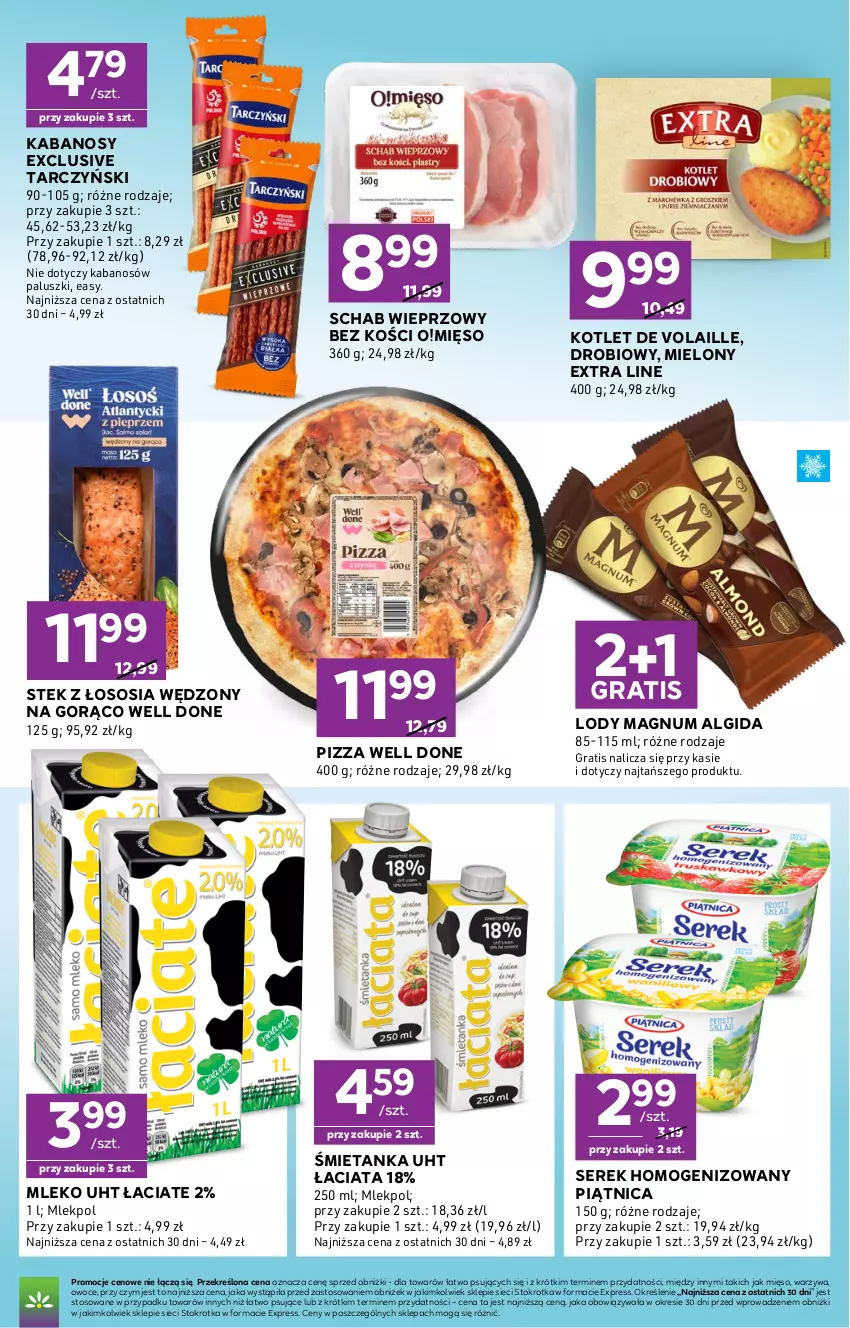 Gazetka promocyjna Stokrotka - Express - ważna 30.07 do 05.08.2026 - strona 4 - produkty: Algida, Gra, Kabanos, Kotlet, LG, Lody, Mięso, Mleko, Owoce, Piątnica, Pizza, Schab wieprzowy, Ser, Serek, Serek homogenizowany, Sos, Stek, Tarczyński, Warzywa