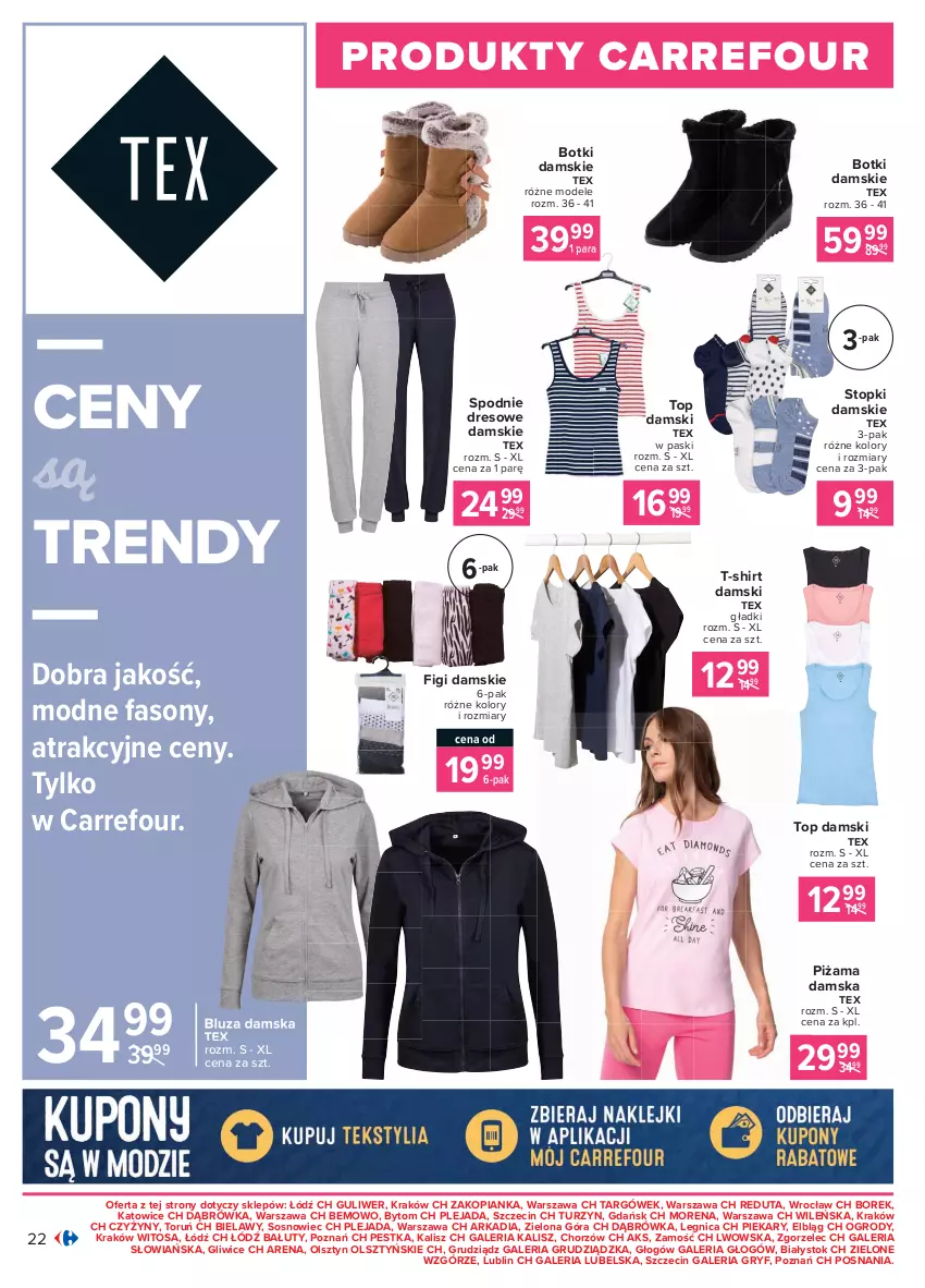 Gazetka promocyjna Carrefour - Gazetka Produkt Carregour - ważna 01.02 do 13.02.2021 - strona 22 - produkty: Bluza, Botki, Dres, Fa, Figi, Gry, Piżama, Sony, Sos, Spodnie, Spodnie dresowe, T-shirt, Top