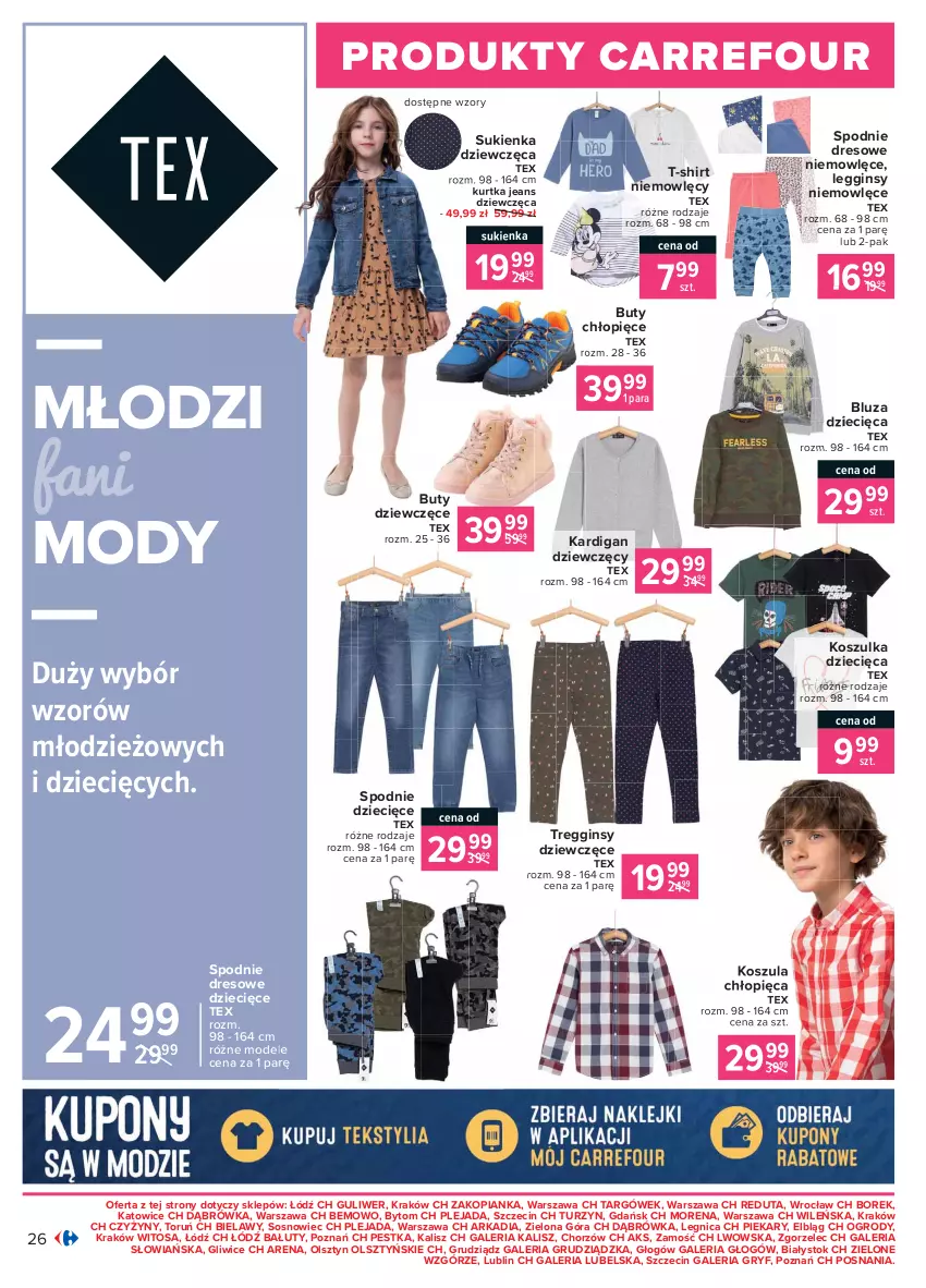 Gazetka promocyjna Carrefour - Gazetka Produkt Carregour - ważna 01.02 do 13.02.2021 - strona 26 - produkty: Bluza, Buty, Dres, Dzieci, Fa, Gin, Gry, Kardigan, Kosz, Koszula, Koszulka, Kurtka, Legginsy, Sos, Spodnie, Spodnie dresowe, Sukienka, T-shirt