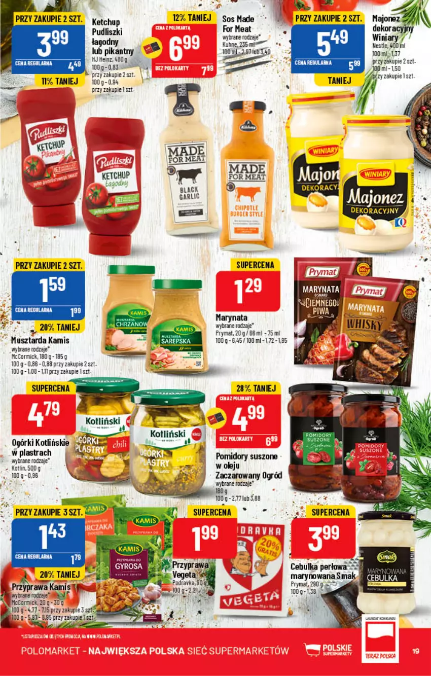 Gazetka promocyjna PoloMarket - Gazetka pomocyjna - ważna 25.05 do 31.05.2022 - strona 19 - produkty: Heinz, Kamis, Ketchup, Lack, Majonez, Mus, Musztarda, Ogród, Pomidory, Prymat, Pudliszki, Sos, Tran, Winiary