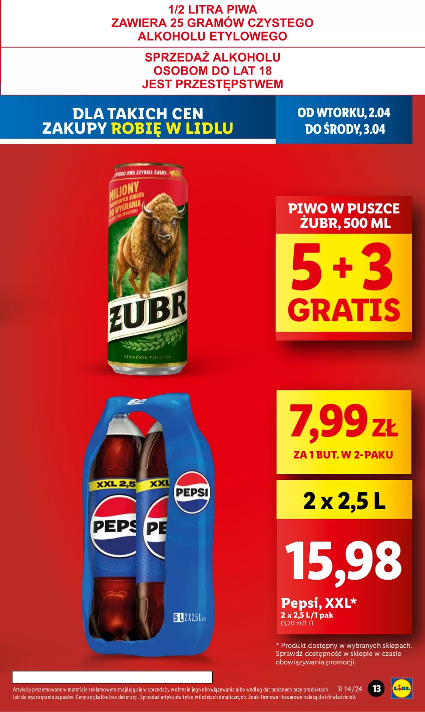 Gazetka promocyjna Lidl - GAZETKA - ważna 02.04 do 03.04.2024 - strona 13 - produkty: Gra, Pepsi, Piwo