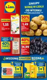 Gazetka promocyjna Lidl - GAZETKA - Gazetka - ważna od 03.04 do 03.04.2024 - strona 1 - produkty: Mięso mielone, Sok, Pur, Gra, Parówki, Ziemniaki, Wazon, PIKOK, Pilos, Winogrona, Wino, Mięso, Mleko