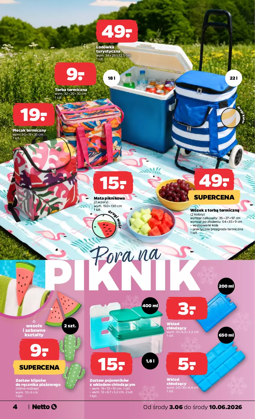 Gazetka promocyjna Netto - Od Środy - ważna 03.06 do 10.06.2026 - strona 4 - produkty: Lodówka, Plecak, Pojemnik, Por, Ręcznik, Torba, Wózek