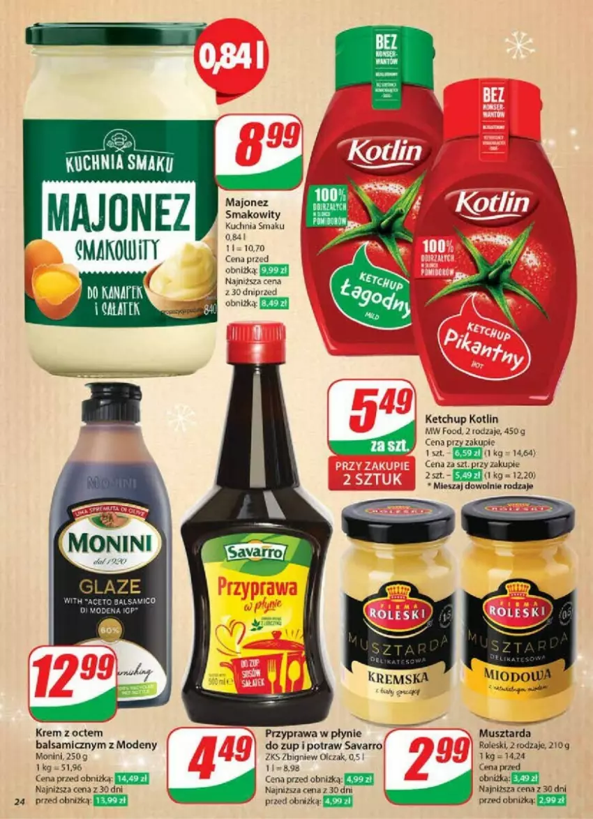 Gazetka promocyjna Dino - ważna 04.12 do 10.12.2024 - strona 17 - produkty: Ketchup, Kotlin, Kuchnia, Majonez, Monini, Mus, Musztarda, Przyprawa w płynie, Savarro