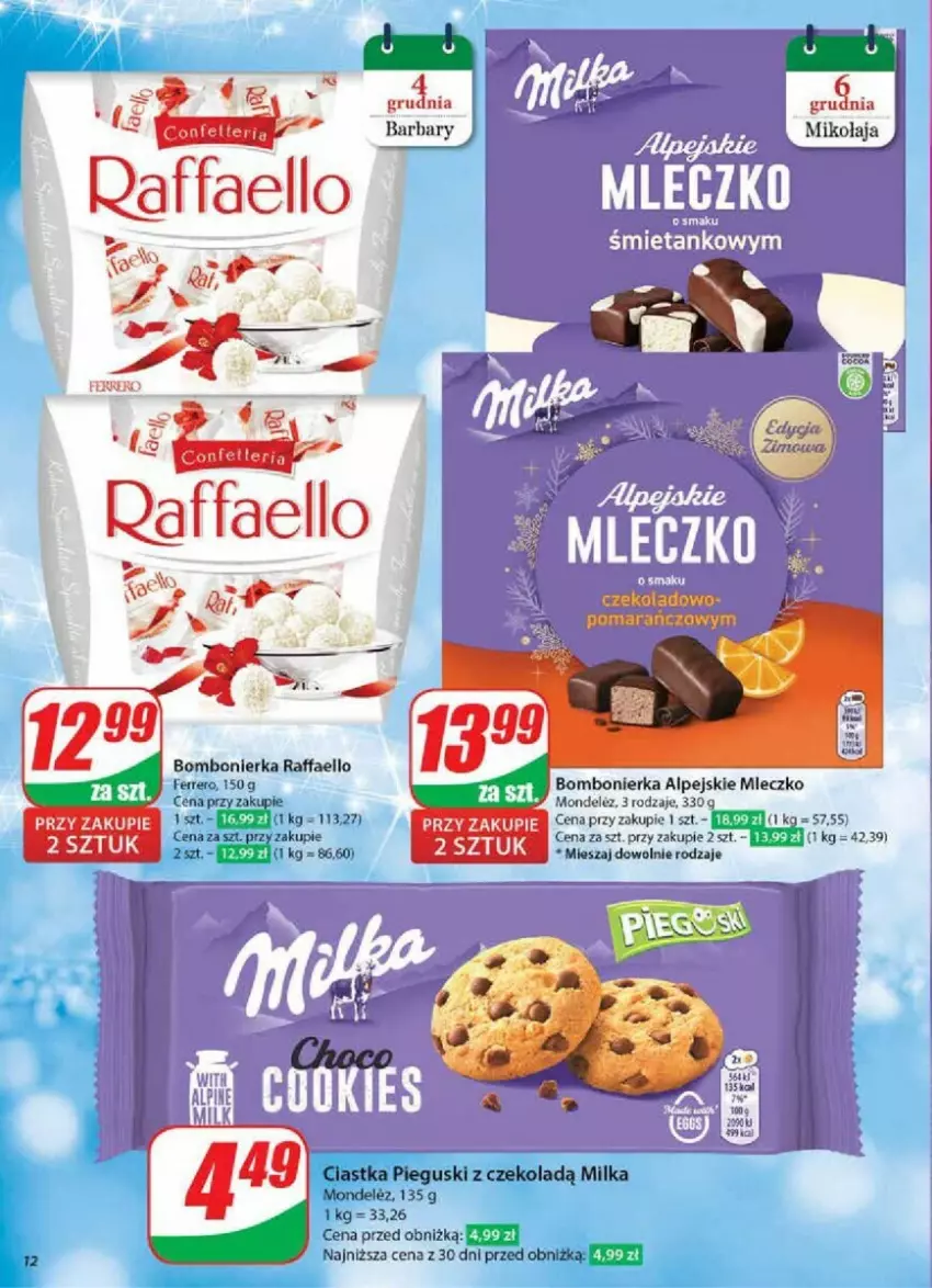 Gazetka promocyjna Dino - ważna 04.12 do 10.12.2024 - strona 4 - produkty: Ciastka, Fa, Ferrero, Milka, Mleczko, Raffaello