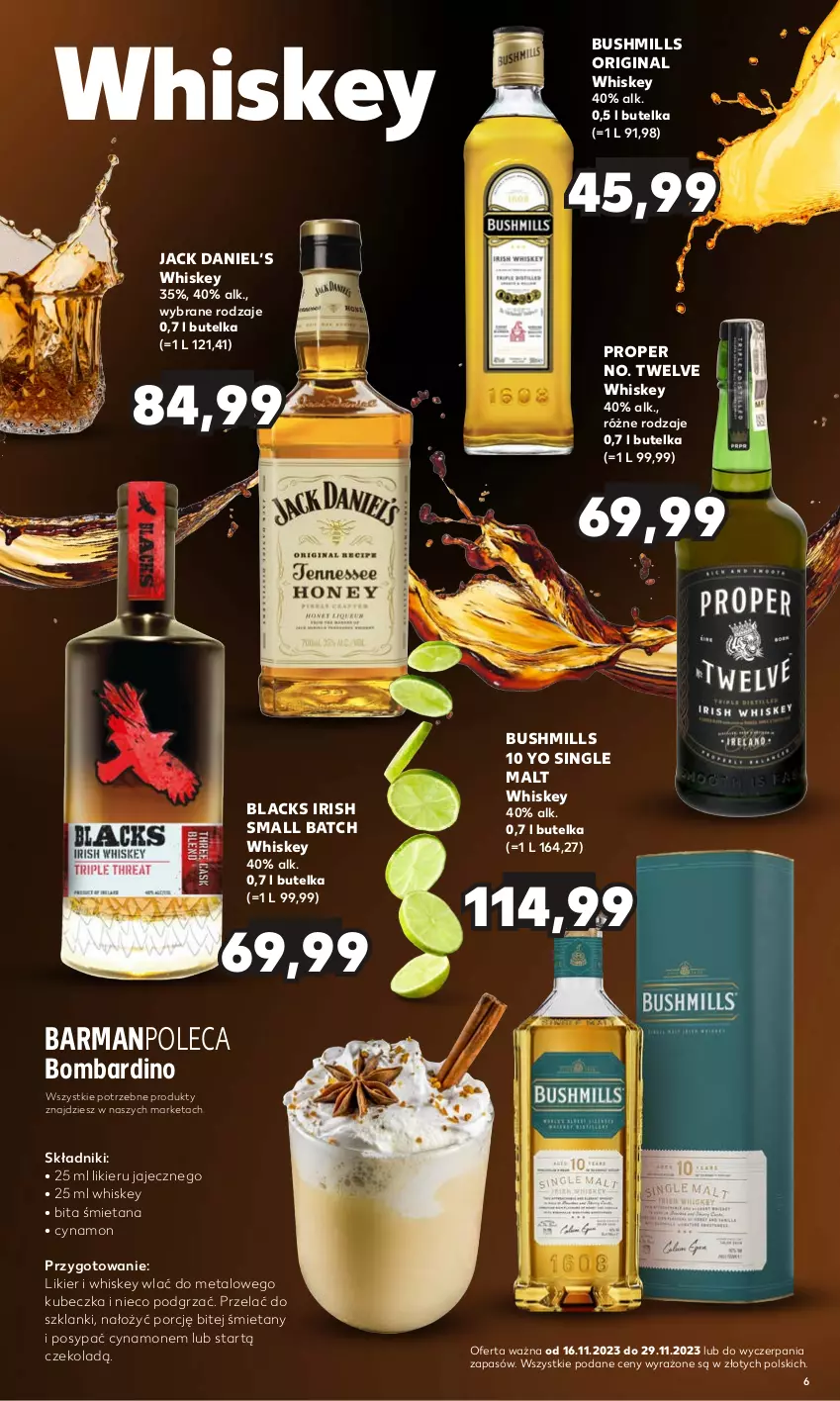 Gazetka promocyjna Kaufland - Barek Kauflandu - ważna 16.11 do 29.11.2023 - strona 6 - produkty: Bushmills, Gin, Lack, Lanki, Likier, Por, Whiskey