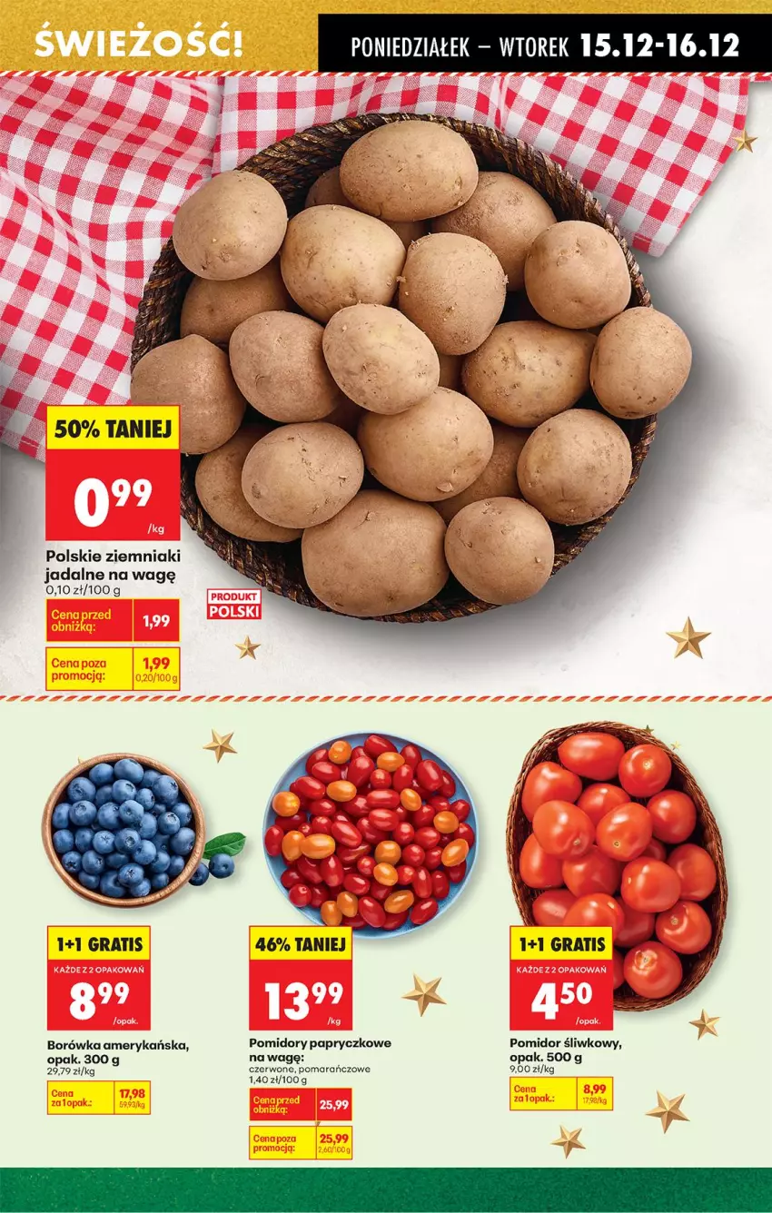 Gazetka promocyjna Biedronka - Od Poniedziałku - ważna 15.12 do 20.12.2025 - strona 25 - produkty: Borówka, Borówka amerykańska, Gra, Pomidory, Ziemniaki