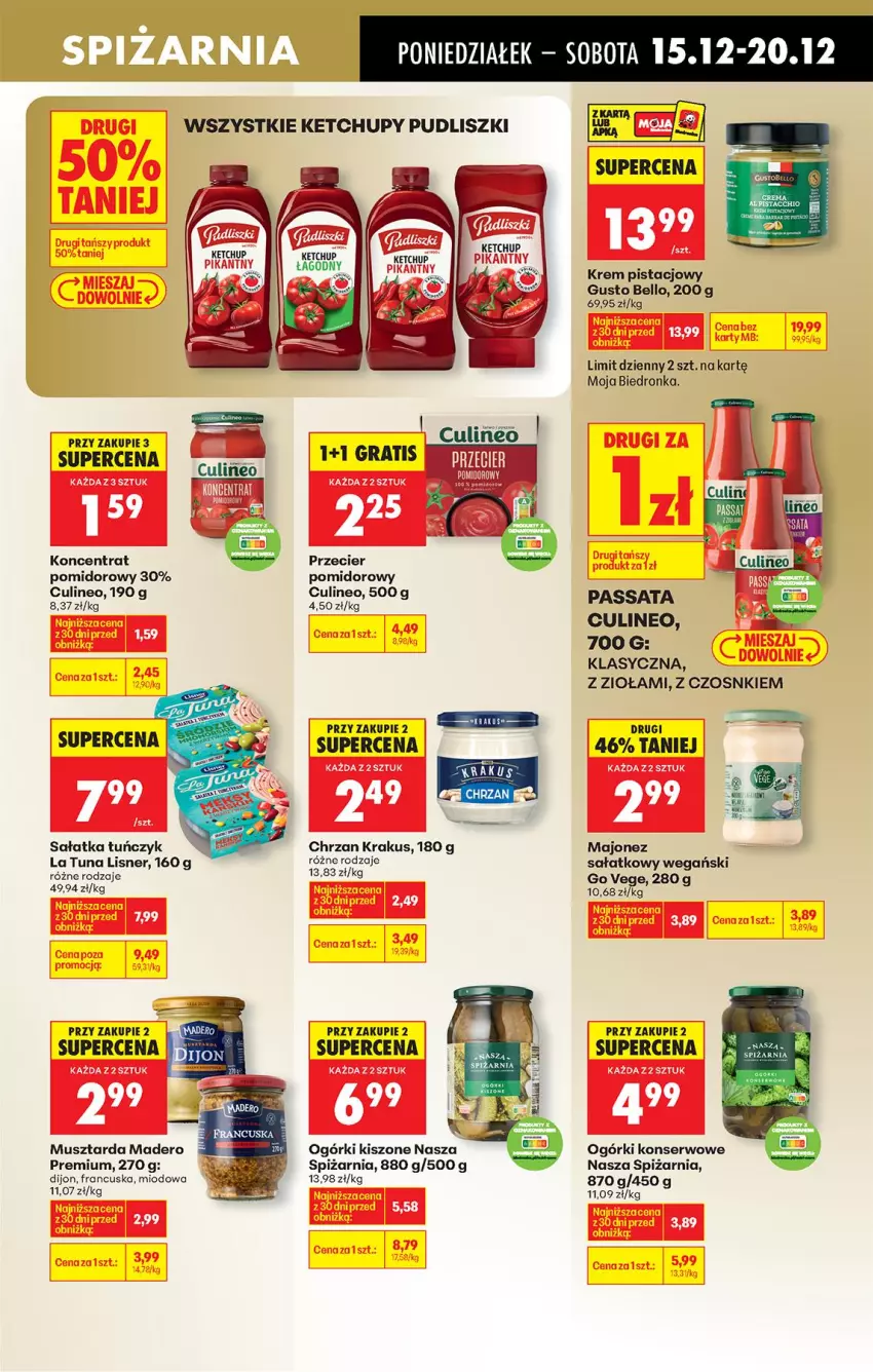 Gazetka promocyjna Biedronka - Od Poniedziałku - ważna 15.12 do 20.12.2025 - strona 49 - produkty: Bell, Chrzan, Ketchup, Krakus, Lisner, Majonez, Mus, Musztarda, Ogórki konserwowe, Pudliszki, Sałat, Sałatka, Ser, Tuńczyk