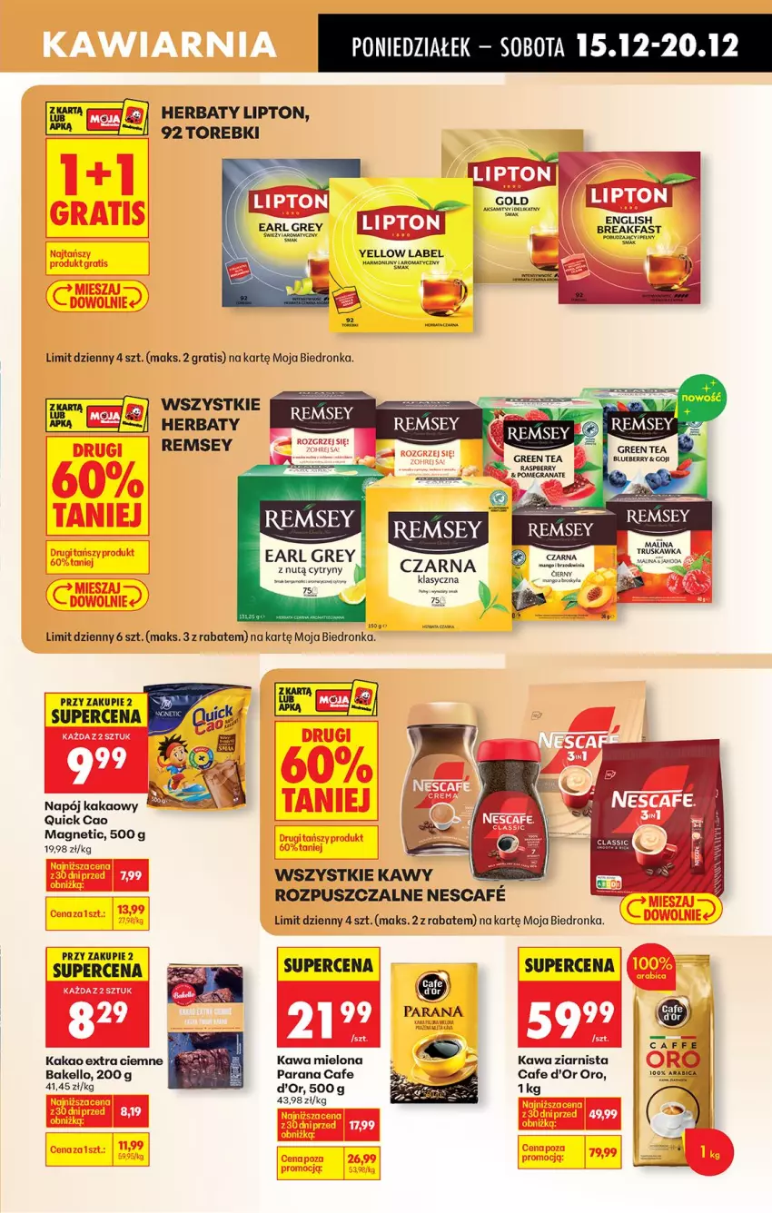 Gazetka promocyjna Biedronka - Od Poniedziałku - ważna 15.12 do 20.12.2025 - strona 53 - produkty: Earl Grey, Fa, Gra, Granat, Kakao, Kawa, Kawa mielona, Kawa ziarnista, Lipton, Napój