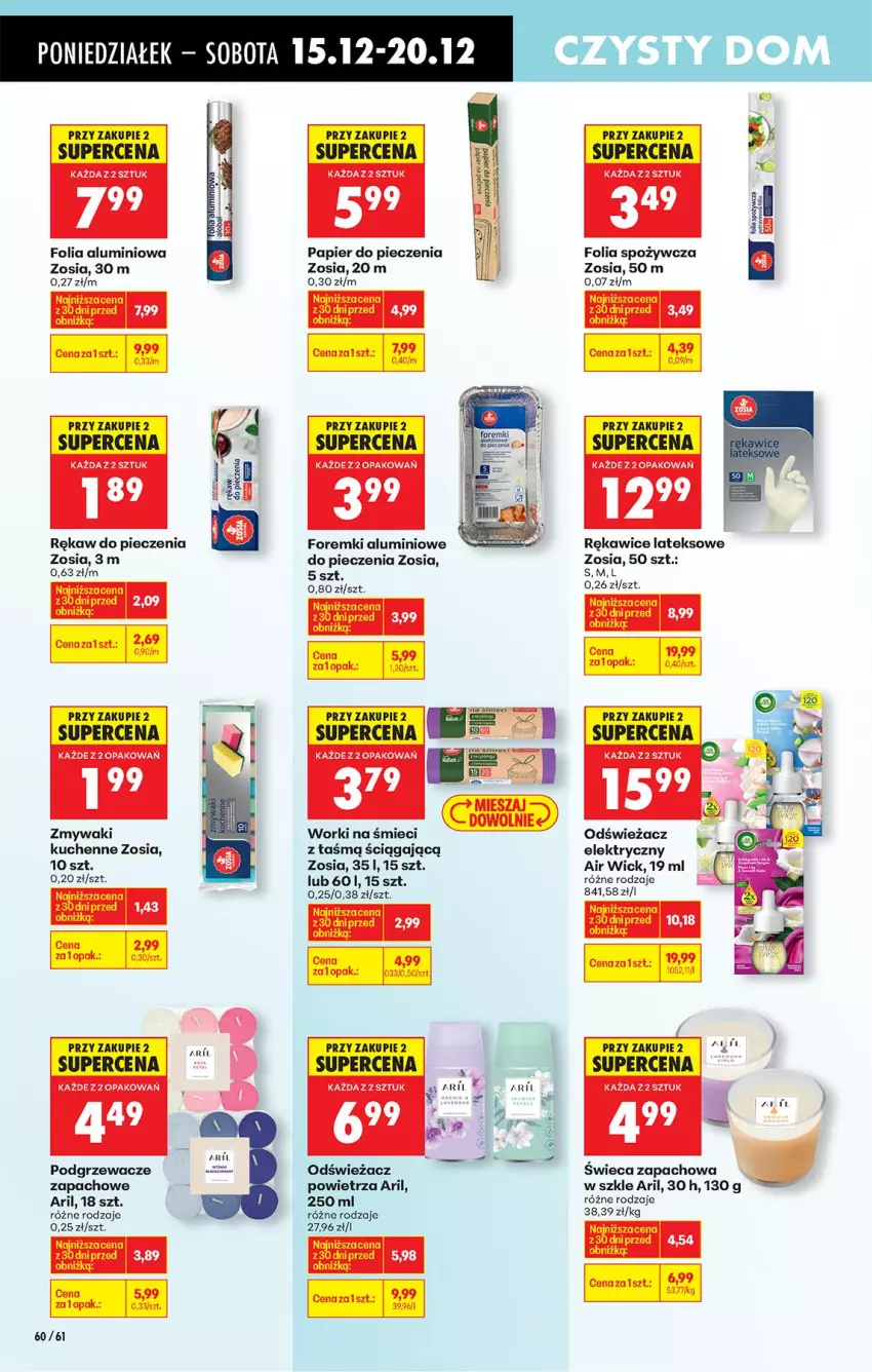 Gazetka promocyjna Biedronka - Od Poniedziałku - ważna 15.12 do 20.12.2025 - strona 68 - produkty: Acana, Air Wick, Fa, Folia aluminiowa, Foremki, Odświeżacz powietrza, Papier, Papier do pieczenia, Piec, Podgrzewacze, Rękaw do pieczenia, Rękawice, Rękawice lateksowe, Worki na śmiec, Worki na śmieci, Zmywaki kuchenne