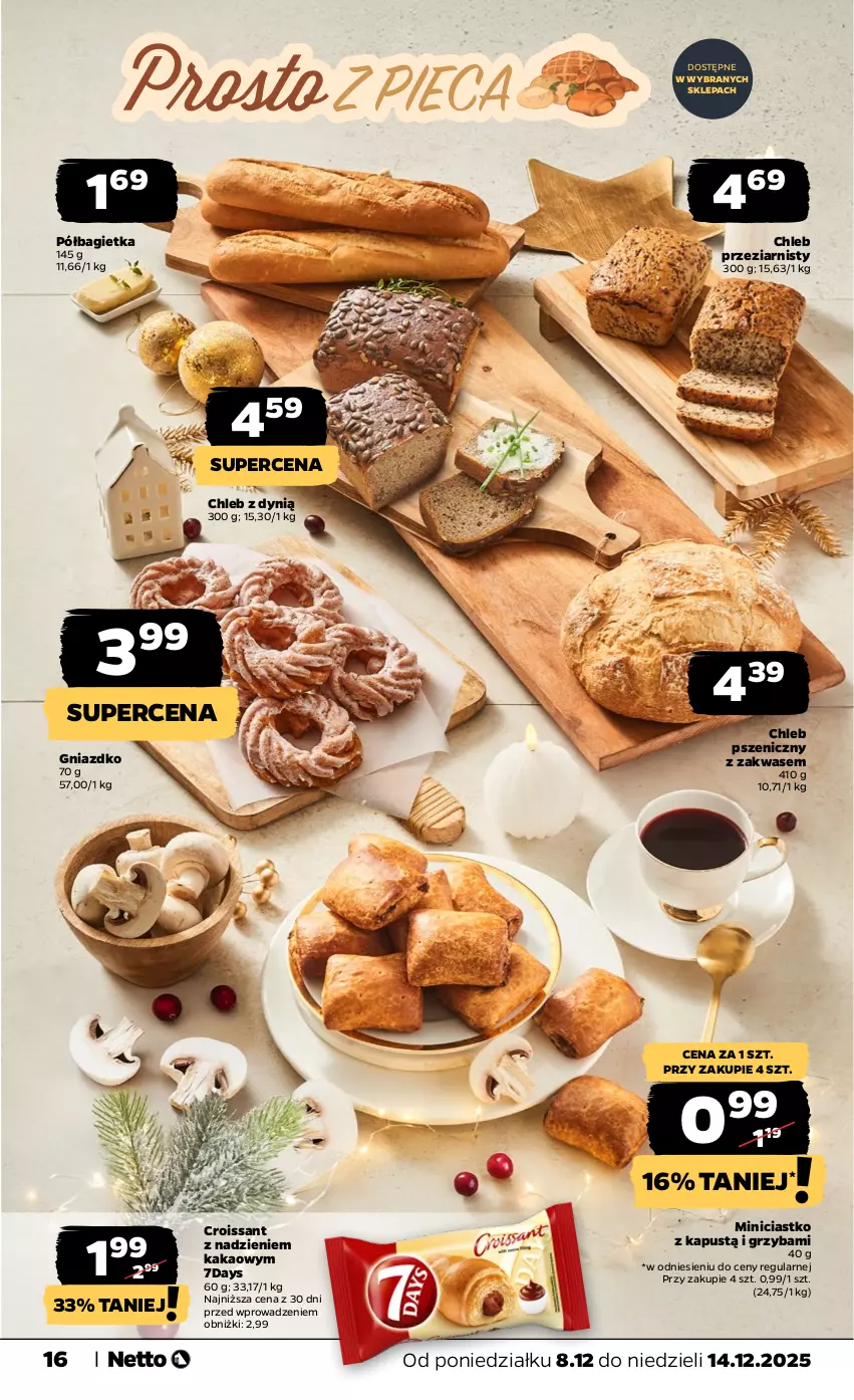 Gazetka promocyjna Netto - Od Poniedziałku - ważna 08.12 do 14.12.2025 - strona 16 - produkty: Bagietka, Chleb, Croissant, Dynią, Kakao, Kapustą, Półbagietka
