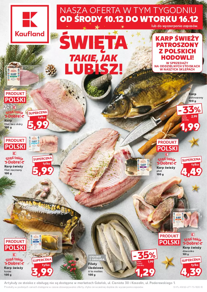 Gazetka promocyjna Kaufland - Gazetka tygodnia - ważna 10.12 do 16.12.2025 - strona 1 - produkty: Karp, Kosz, Szal, Tusz