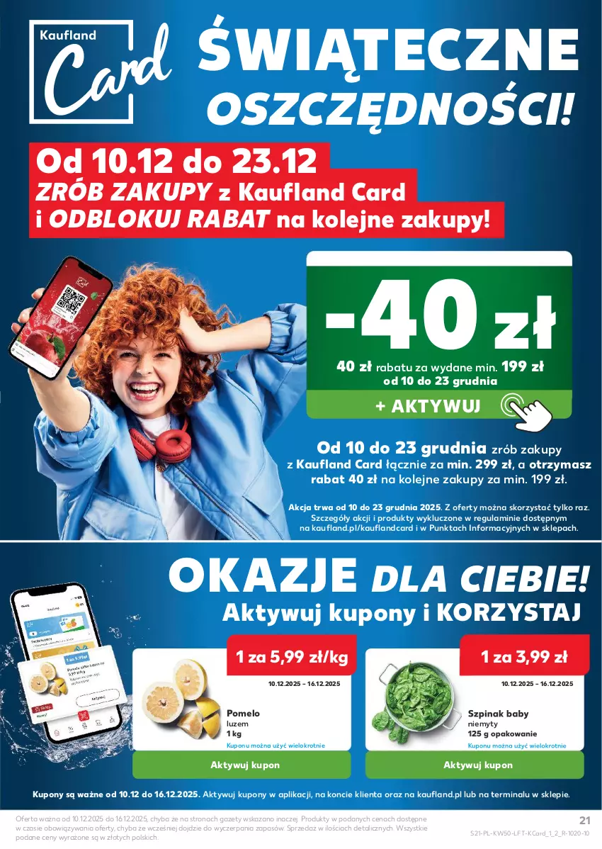 Gazetka promocyjna Kaufland - Gazetka tygodnia - ważna 10.12 do 16.12.2025 - strona 21 - produkty: Olej, Pomelo, Szpinak