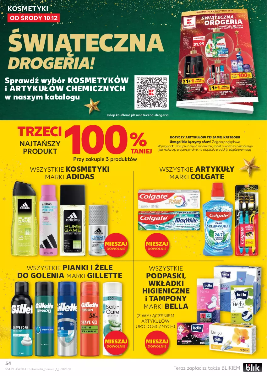 Gazetka promocyjna Kaufland - Gazetka tygodnia - ważna 10.12 do 16.12.2025 - strona 54 - produkty: Adidas, Bell, Bella, Colgate, Gillette, LG, Podpaski, Por, Tampony, Tera, Waga, Wkładki