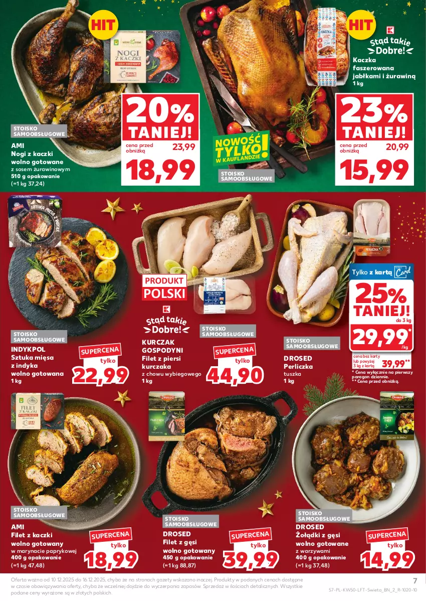 Gazetka promocyjna Kaufland - Gazetka tygodnia - ważna 10.12 do 16.12.2025 - strona 7 - produkty: Fa, Filet z piersi kurczaka, Jabłka, Kaczka, Kaczka faszerowana, Kurczak, Perliczka, Sos, Tusz, Warzywa, Wino