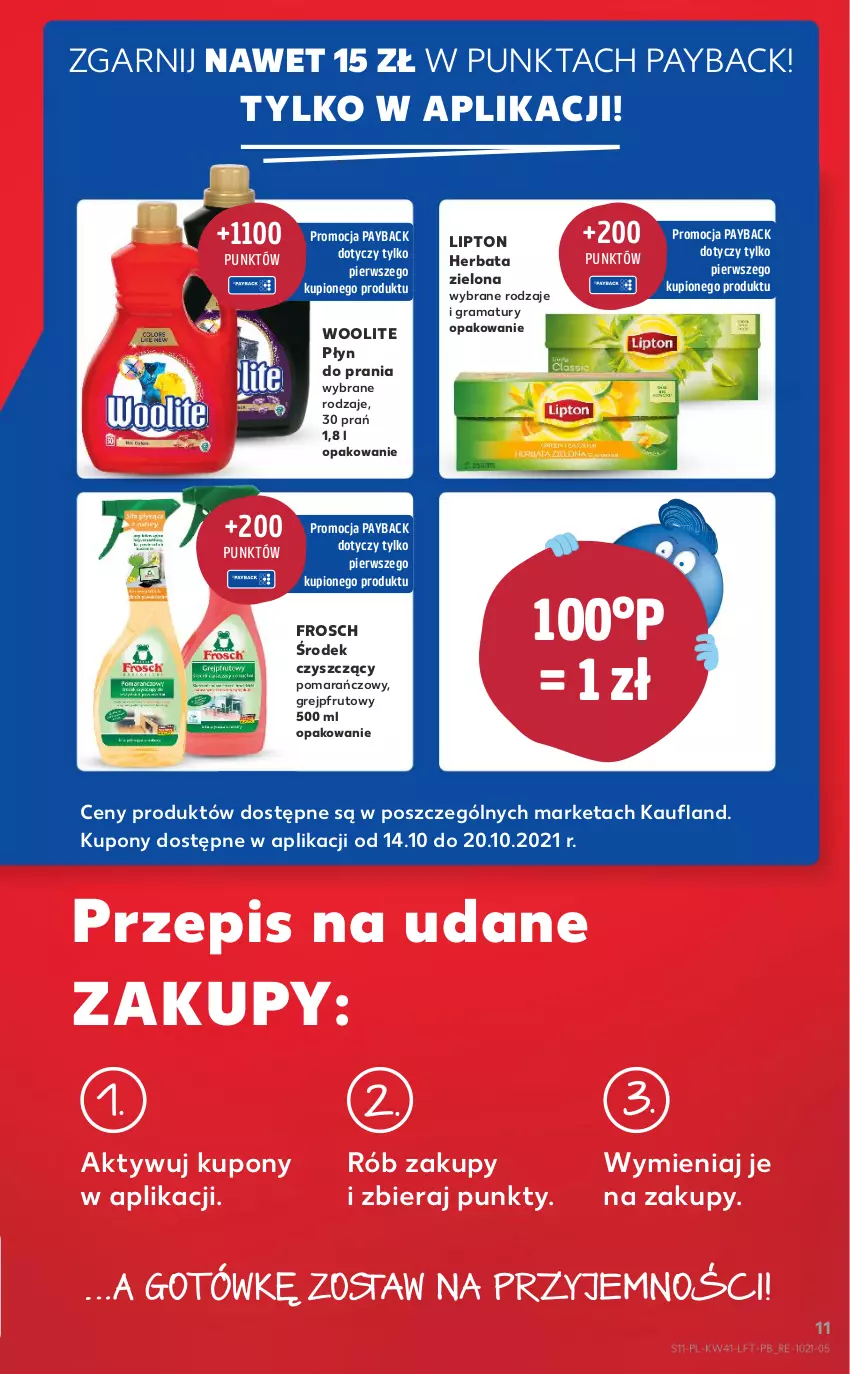 Gazetka promocyjna Kaufland - OFERTA TYGODNIA - ważna 14.10 do 20.10.2021 - strona 11 - produkty: Frosch, Gra, Grejpfrut, Herbata, Lipton, Płyn do prania, Rama, Woolite