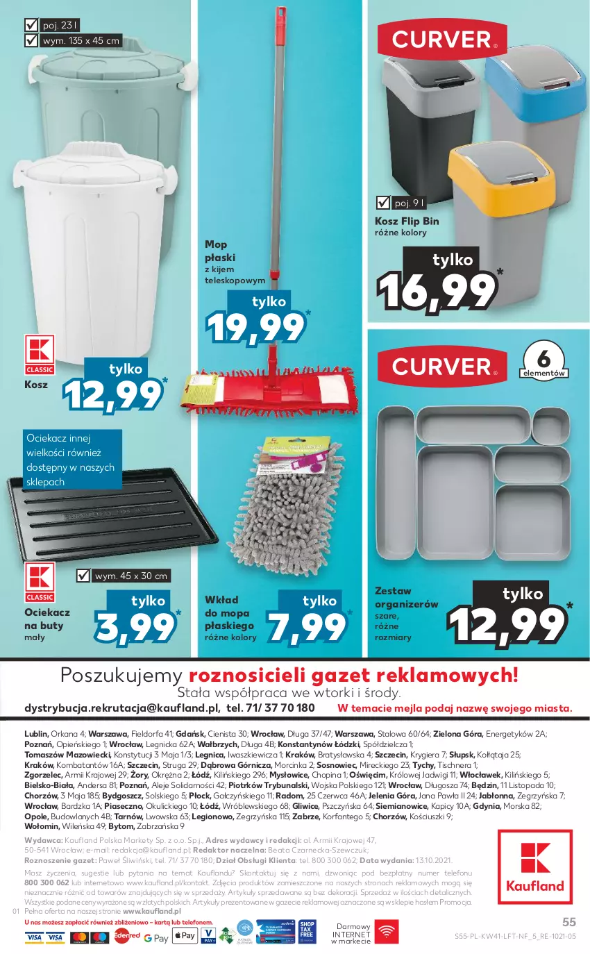 Gazetka promocyjna Kaufland - OFERTA TYGODNIA - ważna 14.10 do 20.10.2021 - strona 55 - produkty: Buty, Dres, Fa, Inka, Kije, Kosz, Mop, Ociekacz, Organizer, Orka, Sos, Telefon, Teleskop, Top, Wkład do mopa