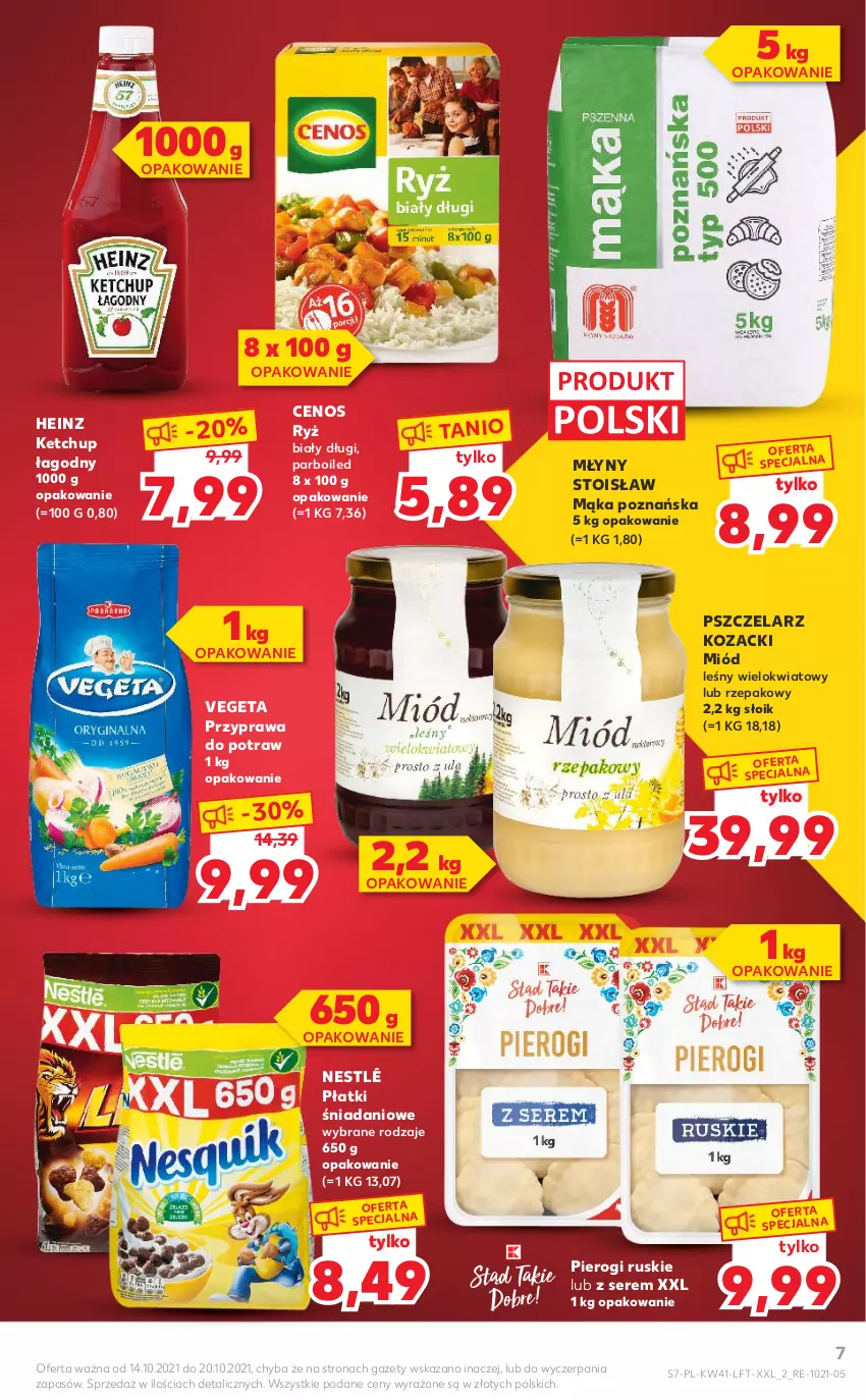 Gazetka promocyjna Kaufland - OFERTA TYGODNIA - ważna 14.10 do 20.10.2021 - strona 7 - produkty: Cenos, Danio, Heinz, Ketchup, Mąka, Miód, Nestlé, Pierogi, Przyprawa do potraw, Ryż, Ser, Vegeta