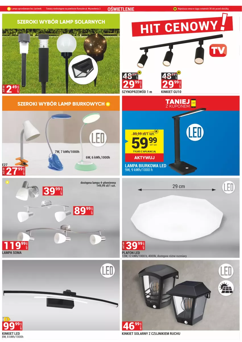 Gazetka promocyjna Merkury Market - ważna 01.08 do 31.08.2024 - strona 45 - produkty: Biurko, Lampa, Lampa biurkowa, Plafon, Plafon LED, Przewód