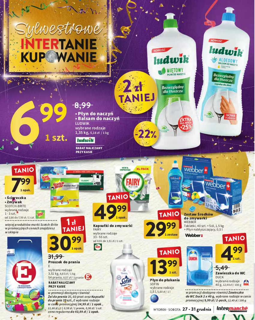 Gazetka promocyjna Intermarche - Gazetka Intermarche - ważna 27.12.2022 do 11.01.2023 - strona 26 - produkty: Brit, Duck, Fa, Fairy, Kapsułki do prania, Ludwik, Płyn do płukania, Płyn nabłyszczający, Proszek do prania, Sól, Tablet, Zawieszka do wc, Zmywarki