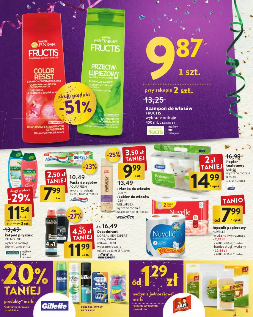 Gazetka promocyjna Intermarche - Gazetka Intermarche - ważna 27.12.2022 do 11.01.2023 - strona 27 - produkty: Aquafresh, Dezodorant, Fructis, L’Oréal, Lakier, Lakier do włosów, Palmolive, Papier, Papier toaletowy, Pasta do zębów, Pianka do włosów, Ręcznik, Rolki, Szampon, Wella, Wellaflex