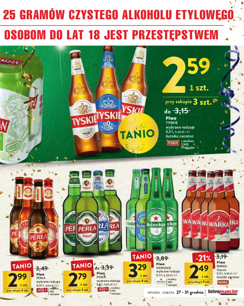 Gazetka promocyjna Intermarche - Gazetka Intermarche - ważna 27.12.2022 do 11.01.2023 - strona 7 - produkty: Gra, Heineken, Perła, Piwo, Tyskie, Warka