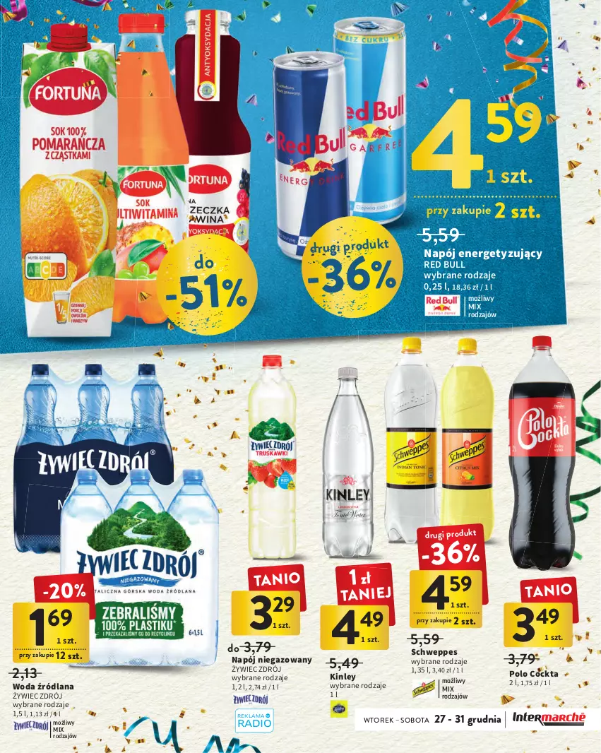 Gazetka promocyjna Intermarche - Gazetka Intermarche - ważna 27.12.2022 do 11.01.2023 - strona 9 - produkty: LANA, Napój, Napój niegazowany, Red Bull, Schweppes, Woda