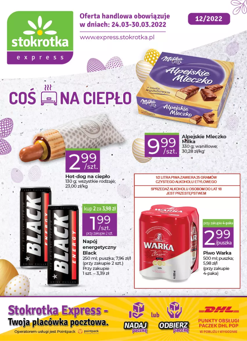 Gazetka promocyjna Stokrotka - Stokrotka Express - ważna 24.03 do 30.03.2022 - strona 1 - produkty: Gra, Lack, Milka, Mleczko, Napój, Piwa, Piwo, Warka