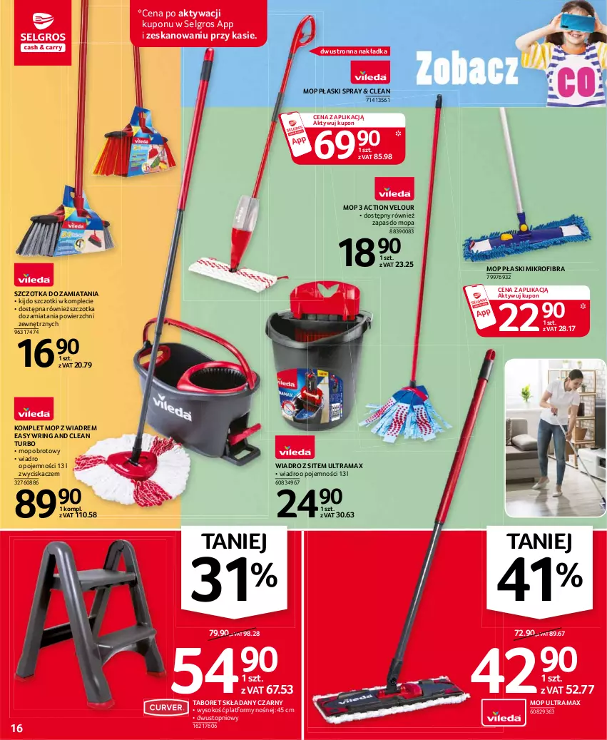 Gazetka promocyjna Selgros - Oferta przemysłowa - ważna 21.01 do 03.02.2021 - strona 16 - produkty: LG, Mop, Rama, Sok, Szczotka, Taboret, Taboret składany, Top, Wiadro