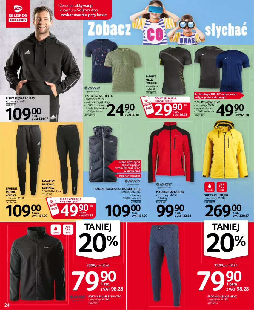 Gazetka promocyjna Selgros - Oferta przemysłowa - ważna 21.01 do 03.02.2021 - strona 24 - produkty: Adidas, Bluza, Gin, Hi-Tec, Kamizelka, Legginsy, LG, Mexx, Nike, Spodnie, T-shirt, Wełna