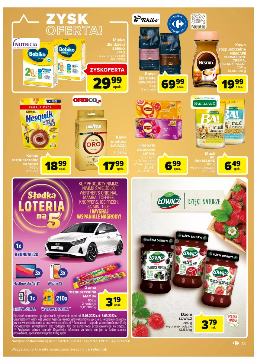 Gazetka promocyjna Carrefour - Gazetka Carrefour Bielany Wrocławskie - ważna 16.08 do 28.08.2022 - strona 13 - produkty: Bakalland, Dżem, Gin, LG, Mola, Mus, Nimm2, Samochód, Tran