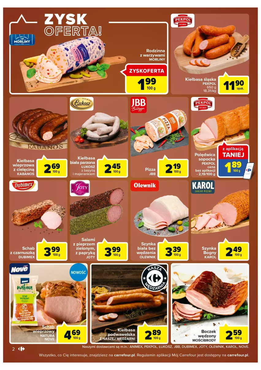 Gazetka promocyjna Carrefour - Gazetka Carrefour Bielany Wrocławskie - ważna 16.08 do 28.08.2022 - strona 2 - produkty: Bazyl, Boczek, Cif, Kabanos, Kiełbasa, Kiełbasa śląska, Kosz, Morliny, Olewnik, Pekpol, Pieprz, Pizza, Polędwica, Szynka, Warzywa, Wawel