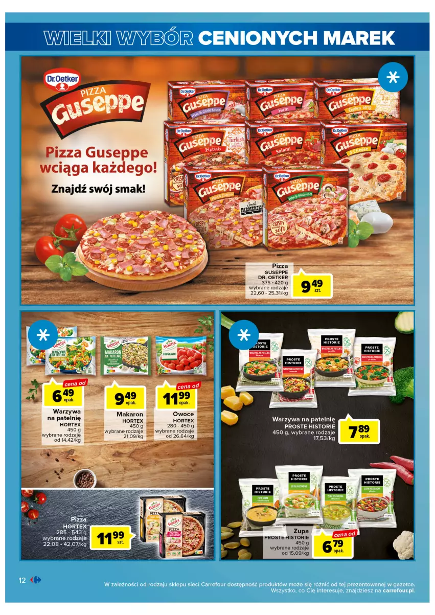 Gazetka promocyjna Carrefour - Gazetka Wielki wybór cenionych marek - ważna 11.04 do 22.04.2023 - strona 12 - produkty: Dr. Oetker, Hortex, Makaron, Owoce, Pizza, Warzywa