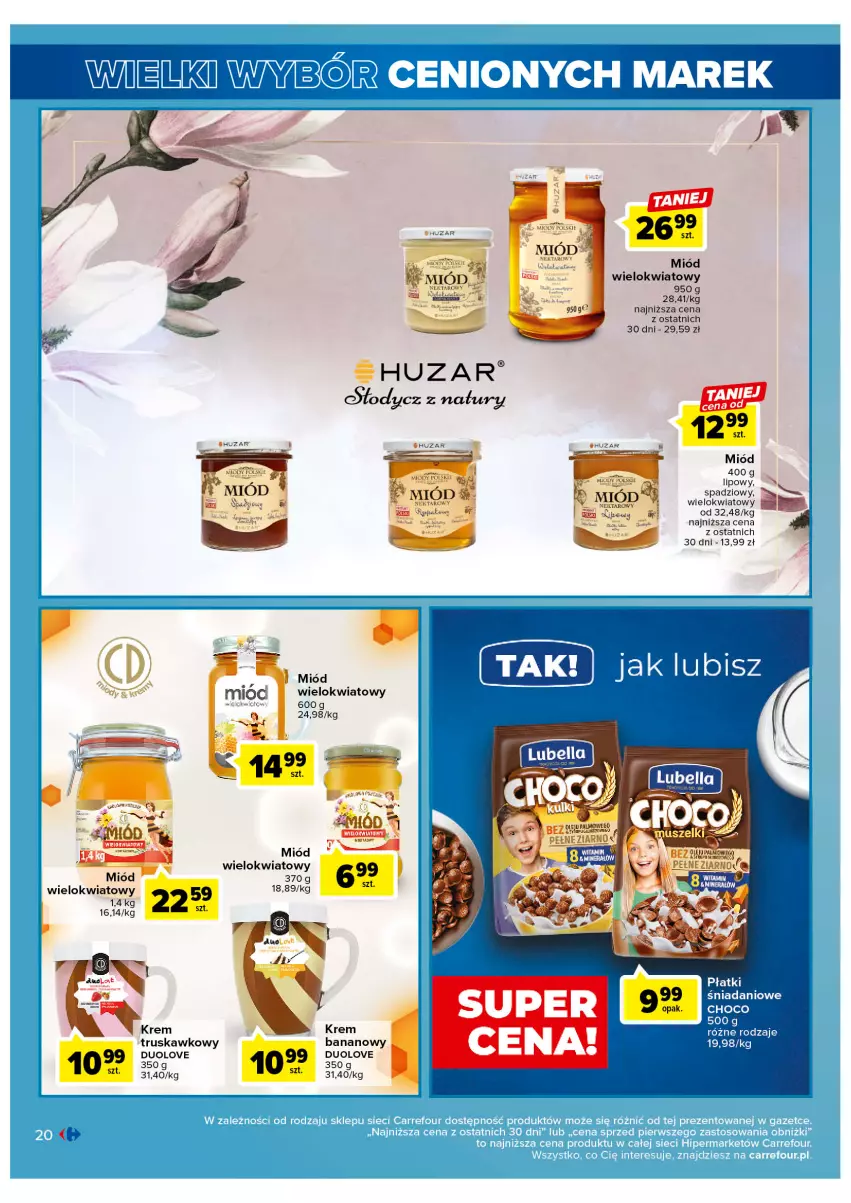 Gazetka promocyjna Carrefour - Gazetka Wielki wybór cenionych marek - ważna 11.04 do 22.04.2023 - strona 20 - produkty: Lody, Miód