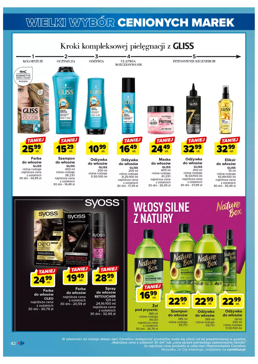 Gazetka promocyjna Carrefour - Gazetka Wielki wybór cenionych marek - ważna 11.04 do 22.04.2023 - strona 42 - produkty: Fa, Maska, Odżywka, Syoss, Szampon, Szpic