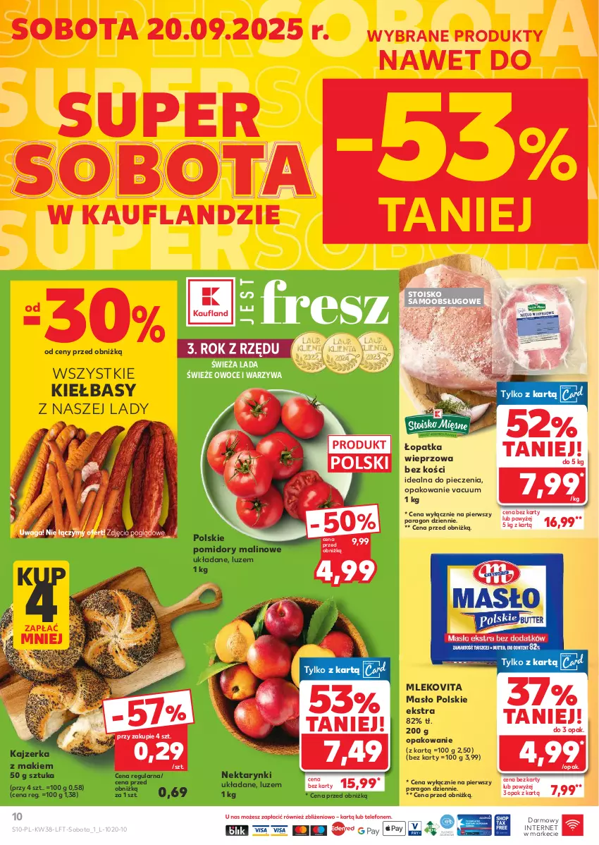 Gazetka promocyjna Kaufland - Gazetka tygodnia - ważna 18.09 do 24.09.2025 - strona 10 - produkty: Kajzerka, Masło, Mleko, Mlekovita, Nektar, Owoce, Piec, Pomidory, Waga, Warzywa