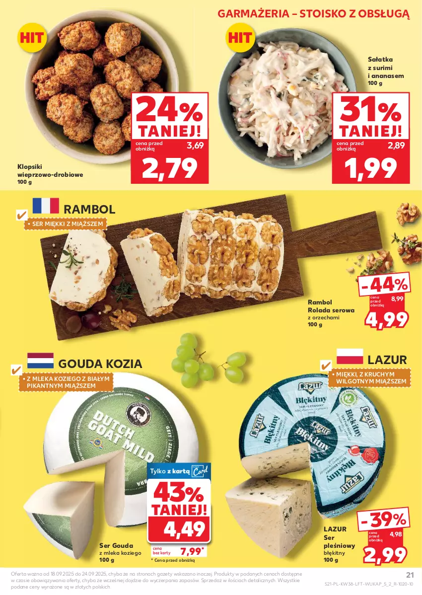 Gazetka promocyjna Kaufland - Gazetka tygodnia - ważna 18.09 do 24.09.2025 - strona 21 - produkty: Ananas, Gouda, Klopsiki, Lazur, LG, Rolada, Sałat, Sałatka, Ser, Ser pleśniowy, Surimi
