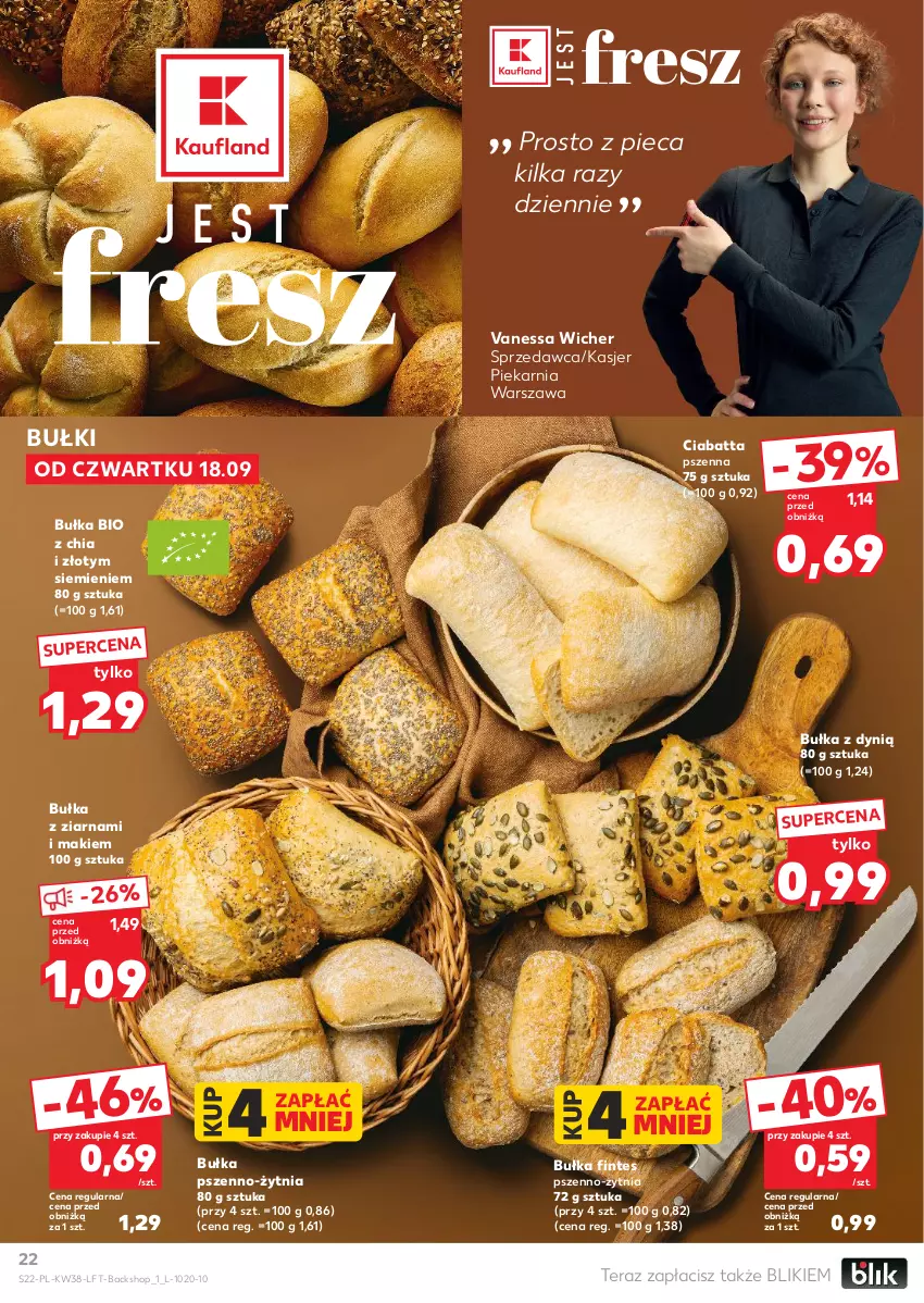 Gazetka promocyjna Kaufland - Gazetka tygodnia - ważna 18.09 do 24.09.2025 - strona 22 - produkty: Bułka, Chia, Ciabatta, Dynią, Piec, Tera