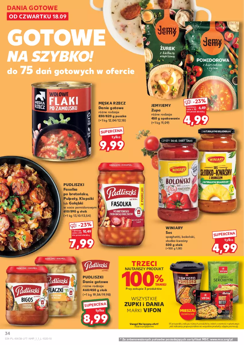 Gazetka promocyjna Kaufland - Gazetka tygodnia - ważna 18.09 do 24.09.2025 - strona 34 - produkty: Dania gotowe, Danie gotowe, Fa, Klopsiki, Por, Pudliszki, Pulpety, Sos, Spaghetti, Waga, Winiary, Zupa