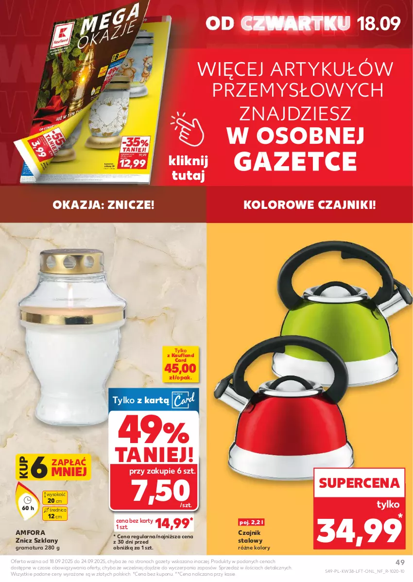Gazetka promocyjna Kaufland - Gazetka tygodnia - ważna 18.09 do 24.09.2025 - strona 49 - produkty: Czajnik, Gra, Rama, Sok, Znicz