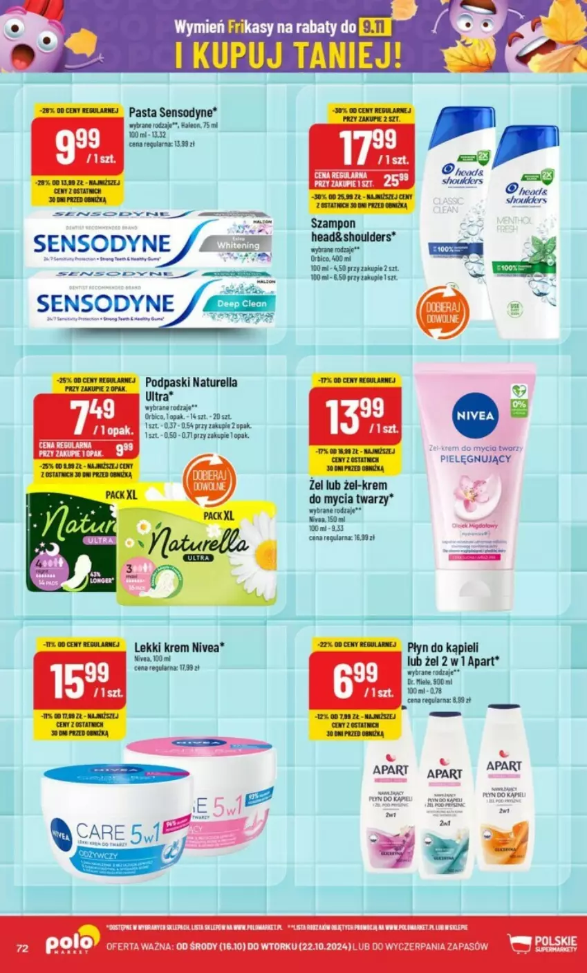 Gazetka promocyjna PoloMarket - ważna 16.10 do 22.10.2024 - strona 70 - produkty: BIC, Naturell, Naturella, Nivea, Płyn do kąpieli, Podpaski, Sensodyne