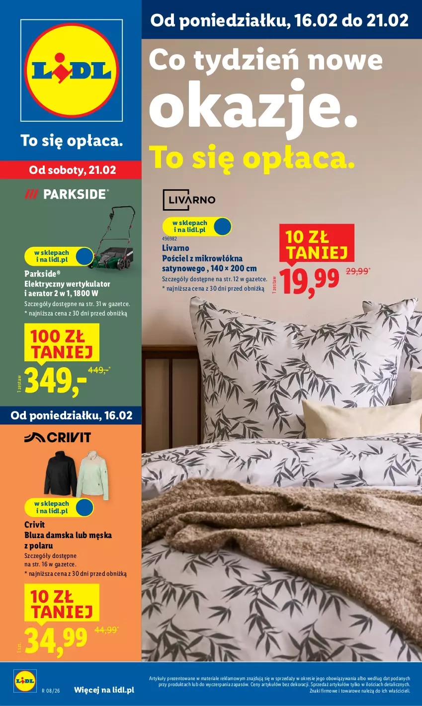 Gazetka promocyjna Lidl - GAZETKA - ważna 16.02 do 21.02.2026 - strona 1 - produkty: Bluza, Ivar, Parkside, Pościel