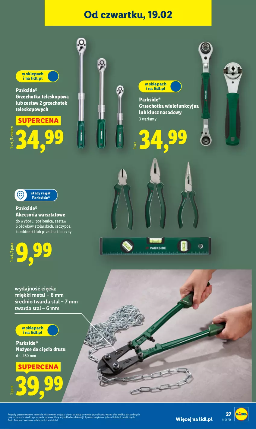 Gazetka promocyjna Lidl - GAZETKA - ważna 16.02 do 21.02.2026 - strona 31 - produkty: Noż, Nożyce, Parkside, Poziomica, Regał, Szczypce, Teleskop