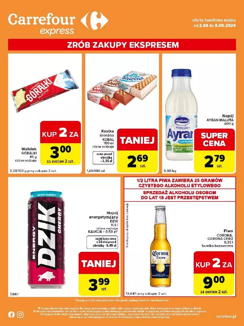 Gazetka promocyjna Carrefour - Gazetka Express - ważna 02.06 do 08.06.2026 - strona 2 - produkty: Góralki, Gra, Napój, Piwa, Piwo, Wafelek