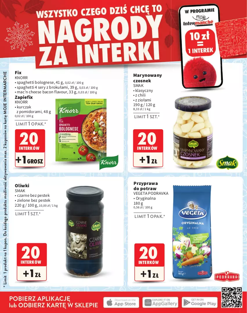 Gazetka promocyjna Intermarche - Katalog nagród - ważna 03.11.2025 do 28.02.2026 - strona 10 - produkty: Czosnek, Gin, Knorr, Kurczak, Oliwki, Podravka, Przyprawa do potraw, Ser, Spaghetti, Stek, Vegeta