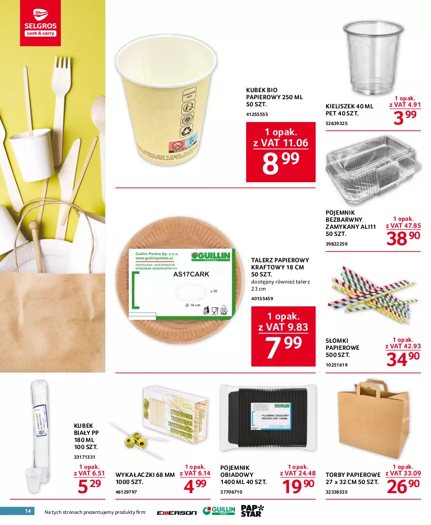 Gazetka promocyjna Selgros - Oferta gastronomiczna - ważna 11.04 do 19.04.2023 - strona 14 - produkty: Kieliszek, Kubek, Papier, Pojemnik, Talerz, Talerz papierowy